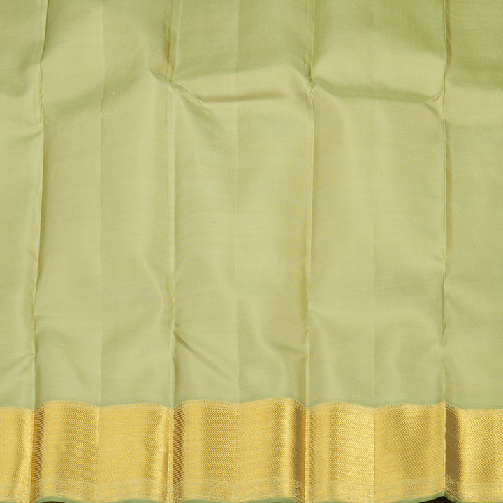 Hayagrivas Peach Orange Handloom Kanjivaram Silk Saree with Elaichi Green Border KBE376E3-3