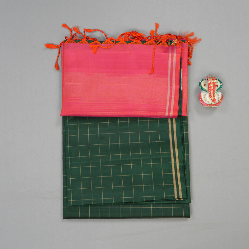 Hayagrivas Handloom Soft Silk Saree in Captivating Bottle Green KBE377E1-4