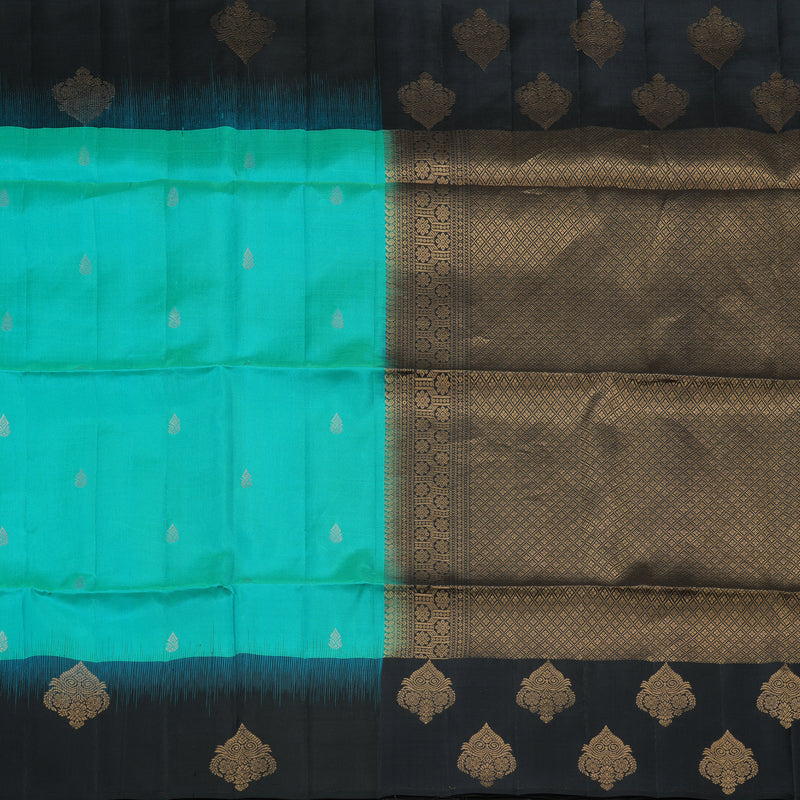 Hayagrivas Handloom Soft Silk Saree in Elegant Sea Blue KBE377E12-3