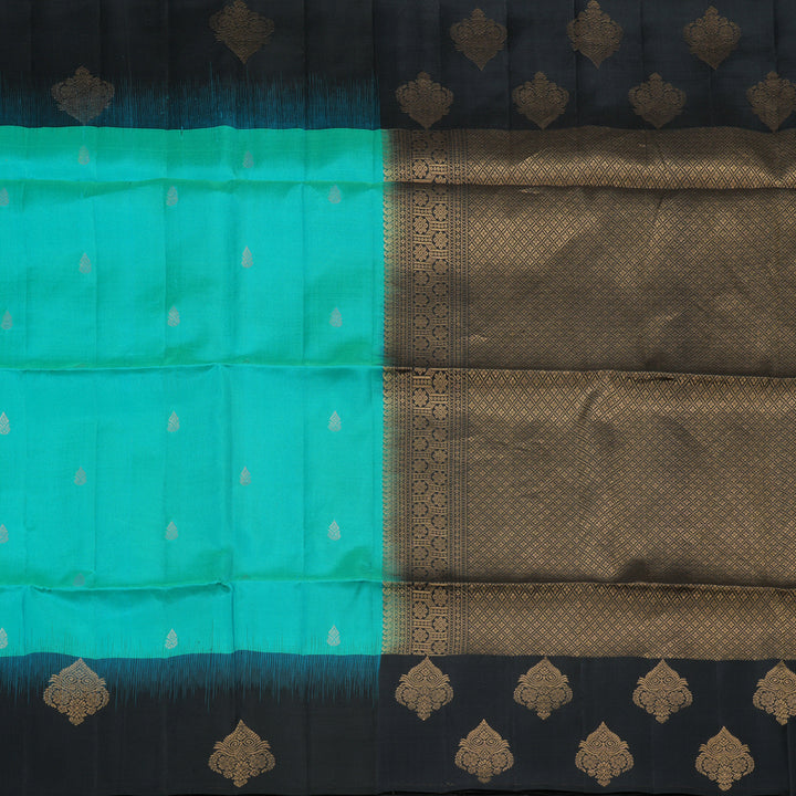 Hayagrivas Handloom Soft Silk Saree in Elegant Sea Blue KBE377E12-3