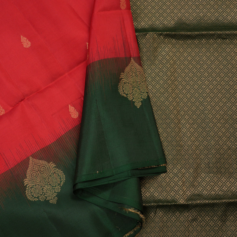 Hayagrivas Handloom Soft Silk Saree in Dazzling Red KBE377E12-4