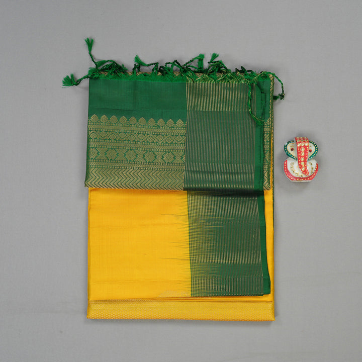 Hayagrivas Handloom Soft Silk Saree in Radiant Mustard Yellow KBE377E14-1