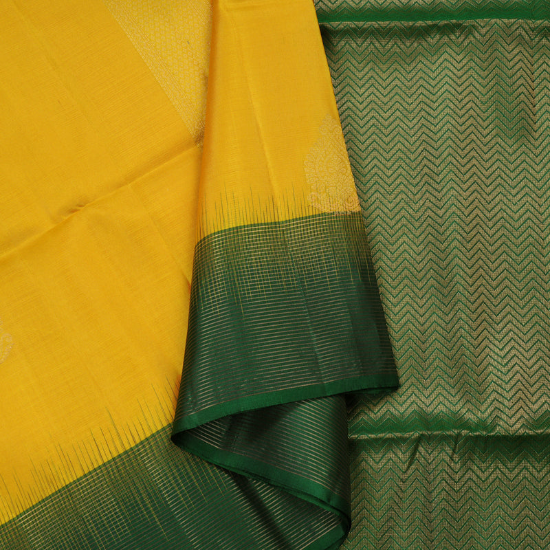 Hayagrivas Handloom Soft Silk Saree in Radiant Mustard Yellow KBE377E14-1