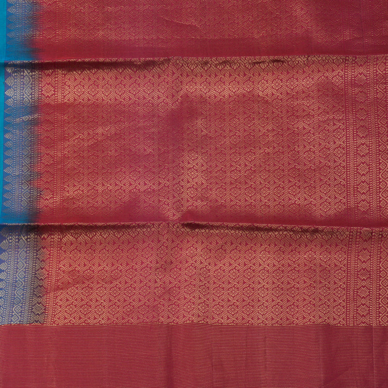 Hayagrivas Handloom Blue-Green Soft Silk Saree with Red Border KBE377E14-4