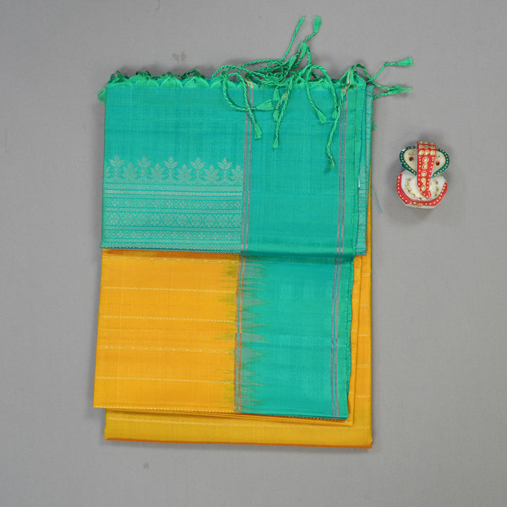 Hayagrivas Handloom Soft Silk Saree in Sunlit Yellow KBE377E2-3