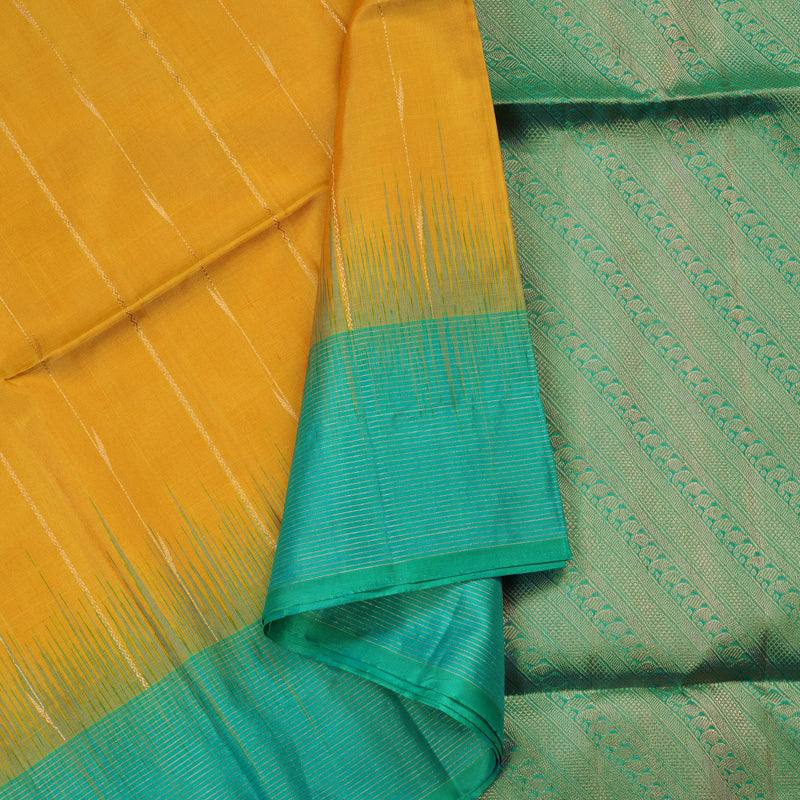 Hayagrivas Handloom Soft Silk Saree in Stylish Mustard Yellow KBE377E2-4