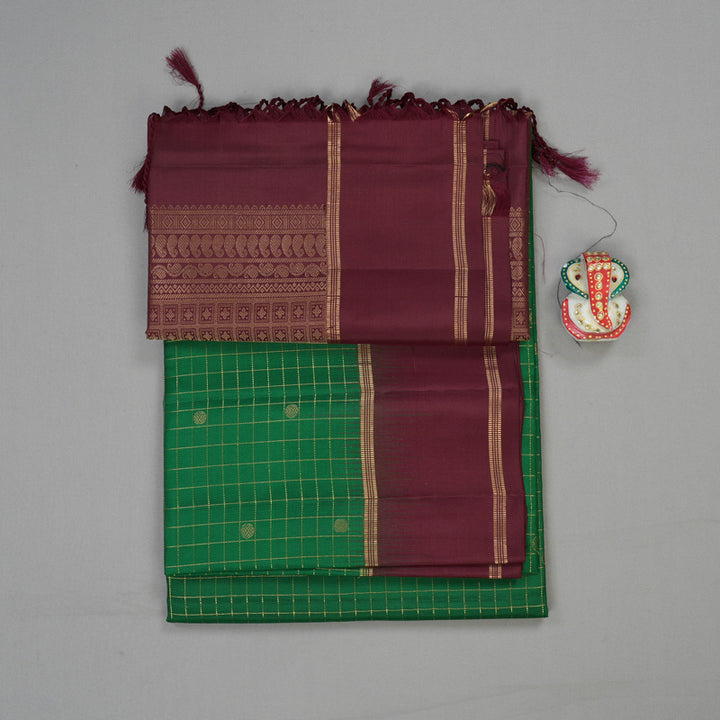 Hayagrivas Handloom Soft Silk Saree in Lush Bottle Green KBE377E3-5