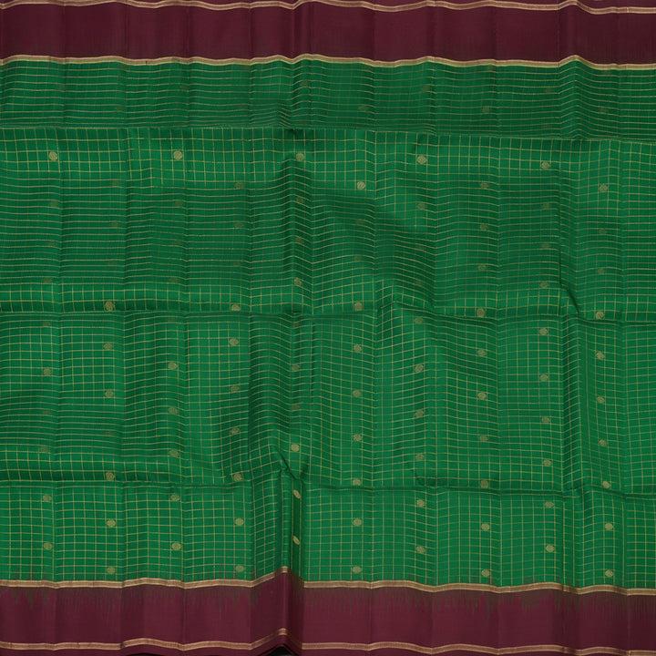 Hayagrivas Handloom Soft Silk Saree in Lush Bottle Green KBE377E3-5