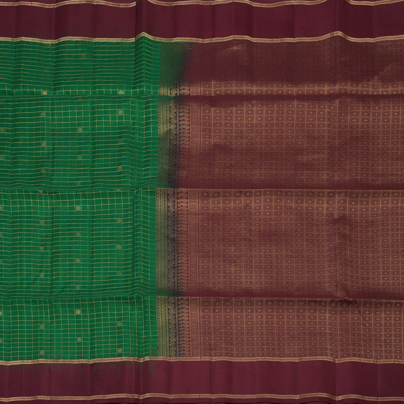 Hayagrivas Handloom Soft Silk Saree in Lush Bottle Green KBE377E3-5