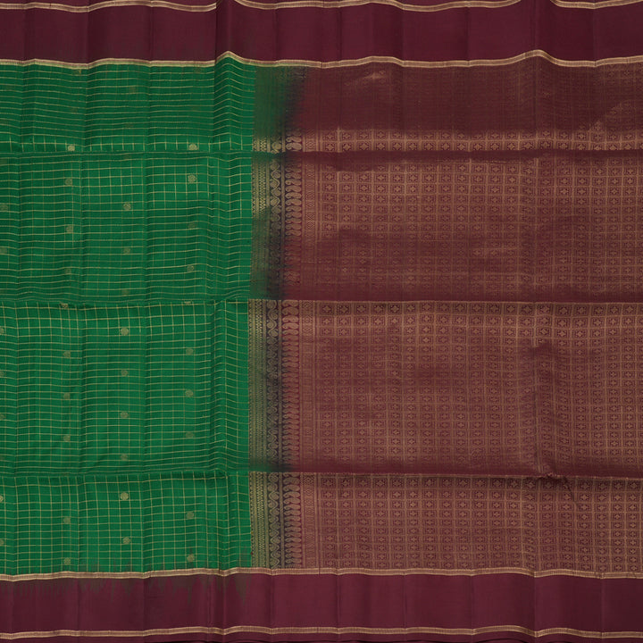 Hayagrivas Handloom Soft Silk Saree in Lush Bottle Green KBE377E3-5
