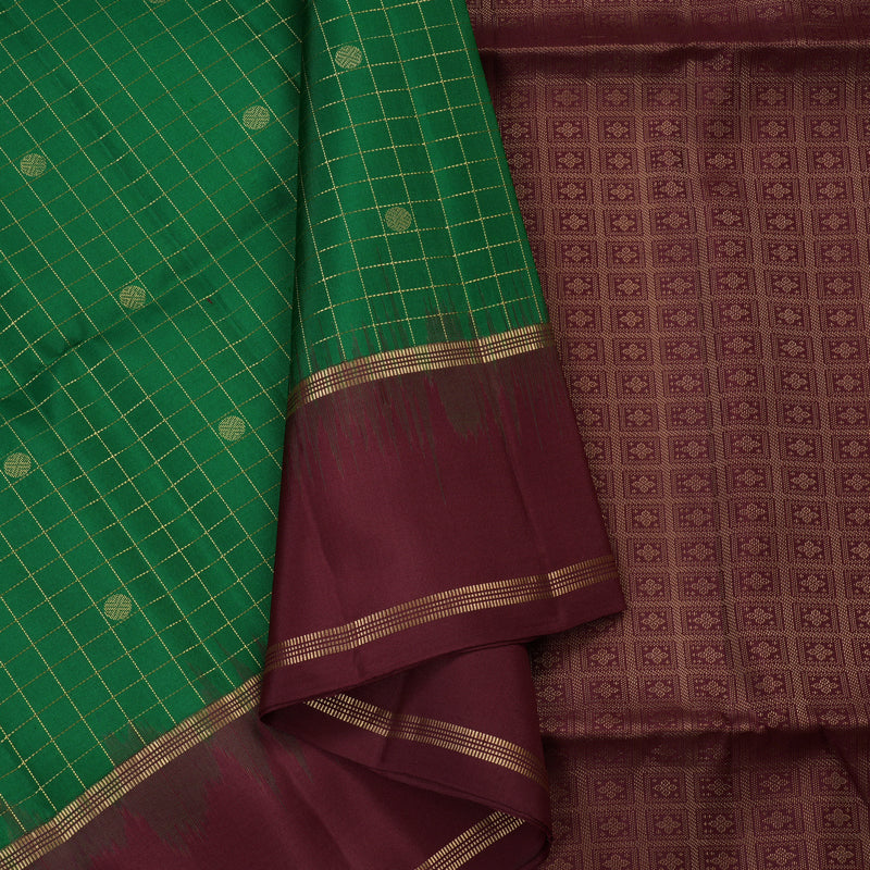 Hayagrivas Handloom Soft Silk Saree in Lush Bottle Green KBE377E3-5