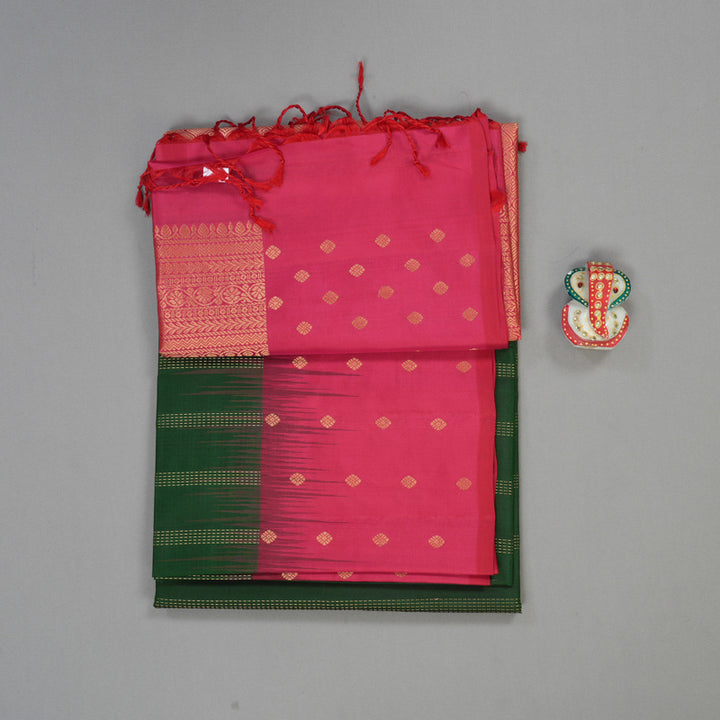 Hayagrivas Handloom Soft Silk Saree in Enchanting Bottle Green KBE377E4-4