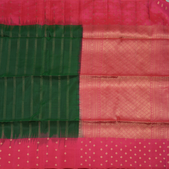 Hayagrivas Handloom Soft Silk Saree in Enchanting Bottle Green KBE377E4-4
