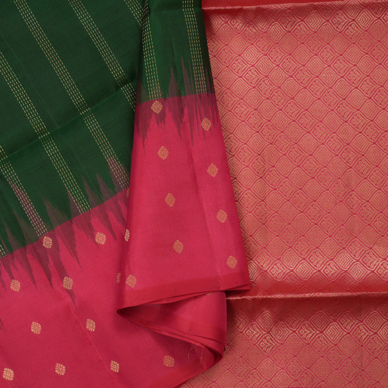 Hayagrivas Handloom Soft Silk Saree in Enchanting Bottle Green KBE377E4-4