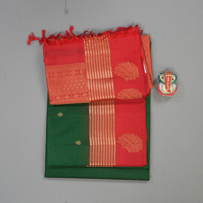 Hayagrivas Handloom Soft Silk Saree in Enchanting Bottle Green KBE377E7-2
