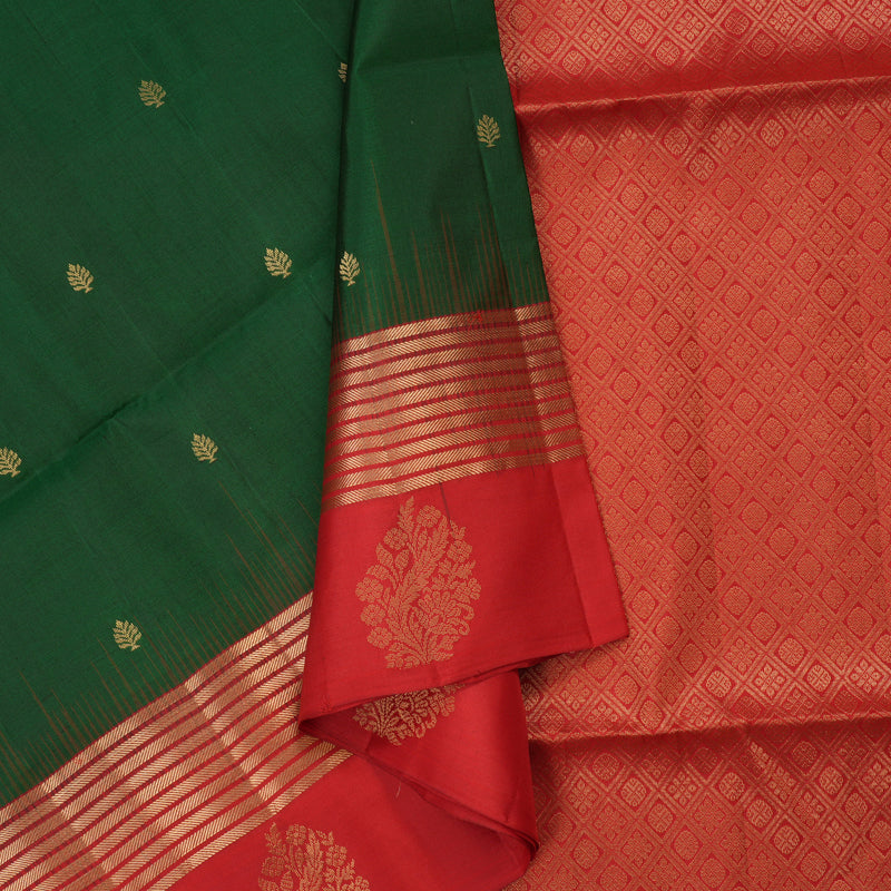 Hayagrivas Handloom Soft Silk Saree in Enchanting Bottle Green KBE377E7-2