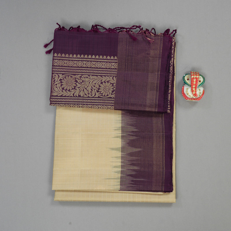 Hayagrivas Handloom Soft Silk Saree in Breezy Half White KBE377E9-3