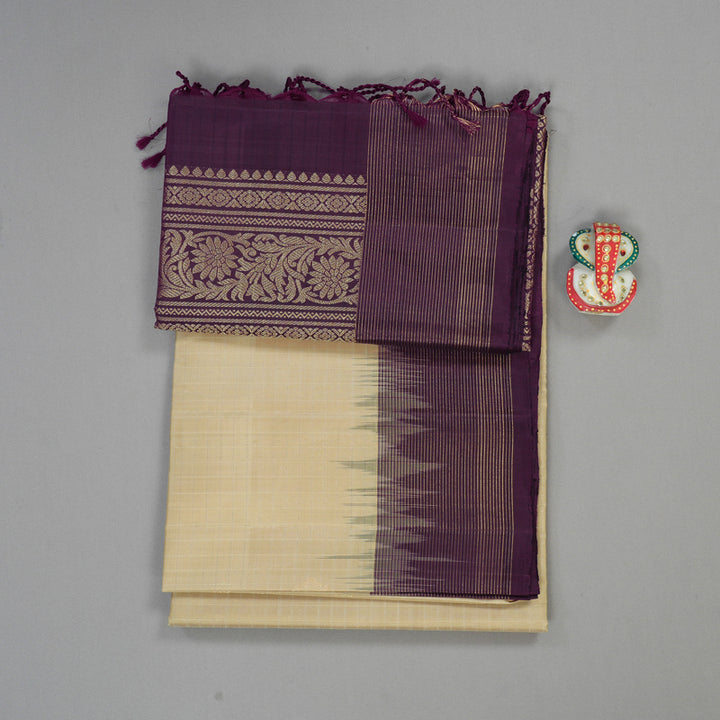 Hayagrivas Handloom Soft Silk Saree in Breezy Half White KBE377E9-3