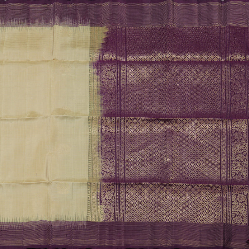 Hayagrivas Handloom Soft Silk Saree in Breezy Half White KBE377E9-3