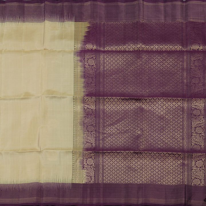 Hayagrivas Handloom Soft Silk Saree in Breezy Half White KBE377E9-3
