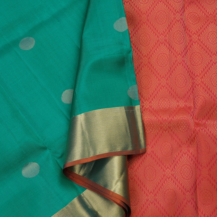 Hayagrivas Handloom Soft Silk Saree in Ethereal Sea Blue KBE379E1-1