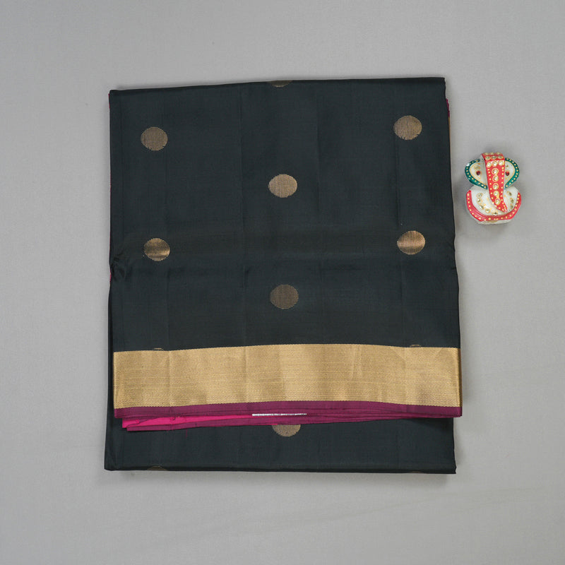 Hayagrivas Handloom Soft Silk Saree in Royal Black KBE379E1-10