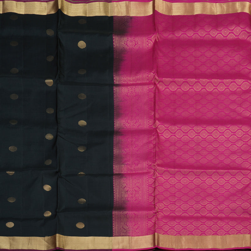 Hayagrivas Handloom Soft Silk Saree in Royal Black KBE379E1-10