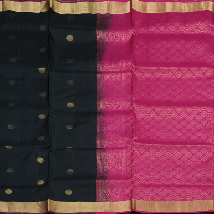 Hayagrivas Handloom Soft Silk Saree in Royal Black KBE379E1-10