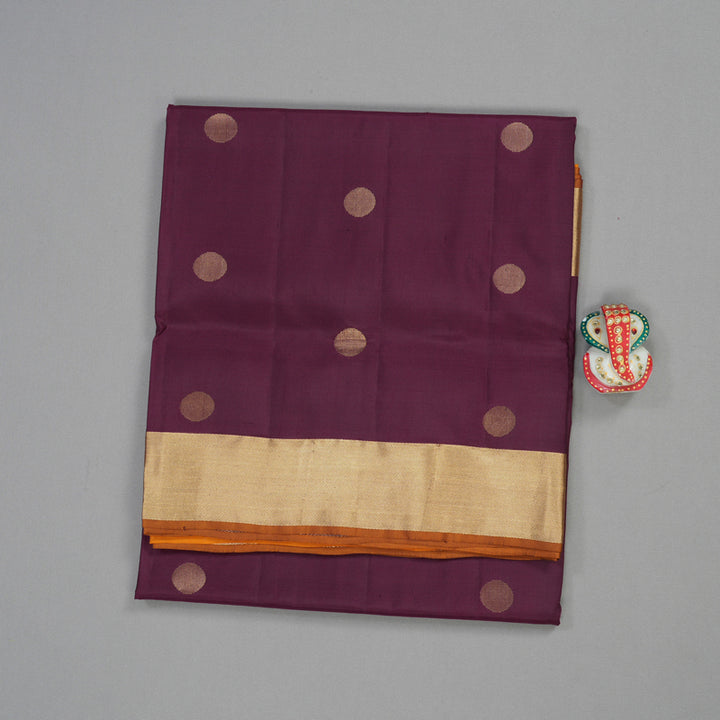 Hayagrivas Handloom Pure Soft Silk Saree in Dark Purple with Mustard Yellow KBE379E1-12