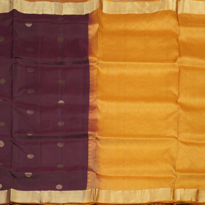 Hayagrivas Handloom Pure Soft Silk Saree in Dark Purple with Mustard Yellow KBE379E1-12