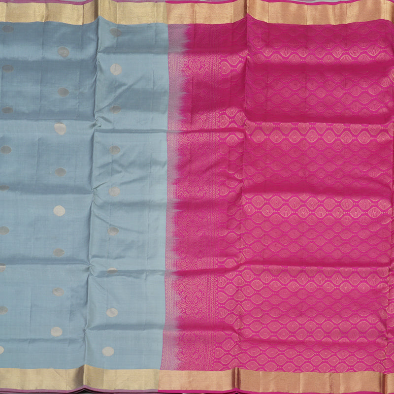 Hayagrivas Handloom Soft Silk Saree in Eye-catching Silver Grey KBE379E1-6