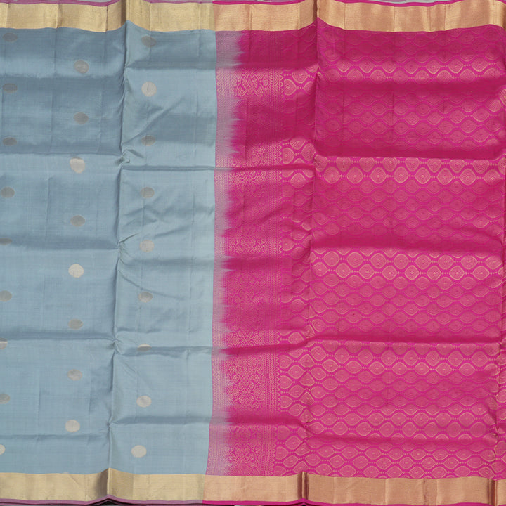 Hayagrivas Handloom Soft Silk Saree in Eye-catching Silver Grey KBE379E1-6