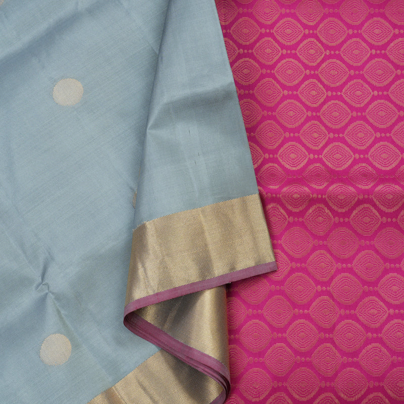 Hayagrivas Handloom Soft Silk Saree in Eye-catching Silver Grey KBE379E1-6