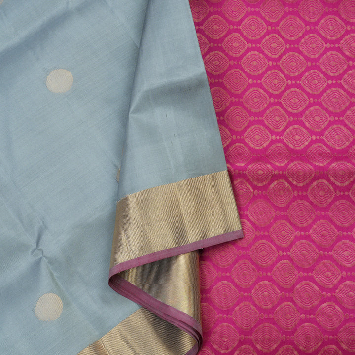 Hayagrivas Handloom Soft Silk Saree in Eye-catching Silver Grey KBE379E1-6