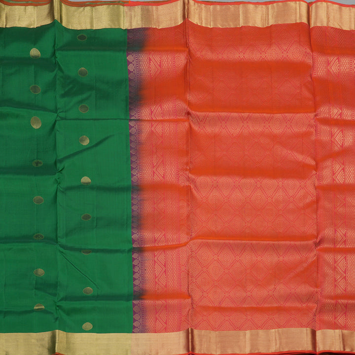 Hayagrivas Handloom Soft Silk Saree in Rich Leaf Green KBE379E1-7
