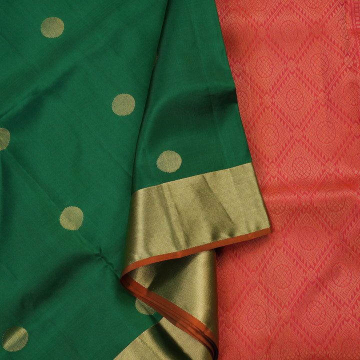 Hayagrivas Handloom Soft Silk Saree in Rich Leaf Green KBE379E1-7