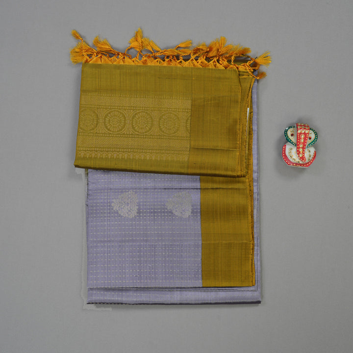 Hayagrivas Pure Soft Silk Saree in delicate Lilac with Olive Yellow KBE379E3-6