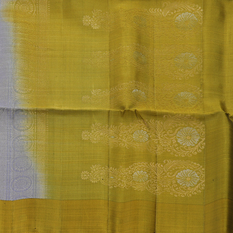 Hayagrivas Pure Soft Silk Saree in delicate Lilac with Olive Yellow KBE379E3-6