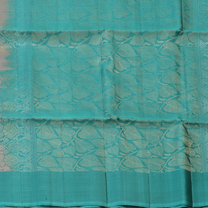 Hayagrivas Pure Soft Silk Saree in Teal with Ash Grey KBE379E3-9
