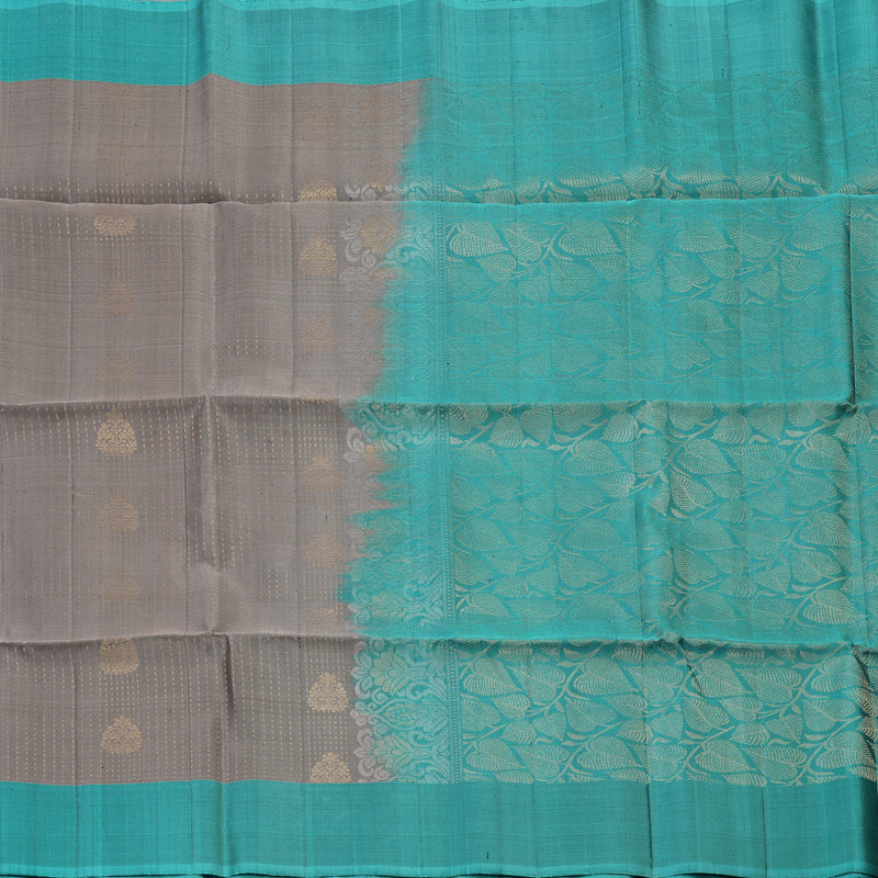 Hayagrivas Pure Soft Silk Saree in Teal with Ash Grey KBE379E3-9