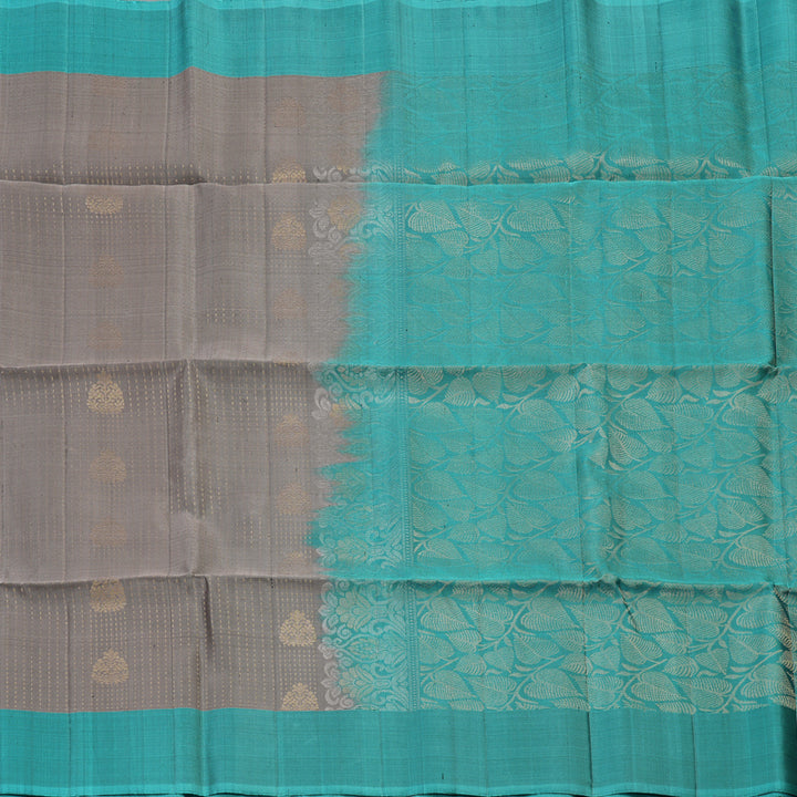 Hayagrivas Pure Soft Silk Saree in Teal with Ash Grey KBE379E3-9