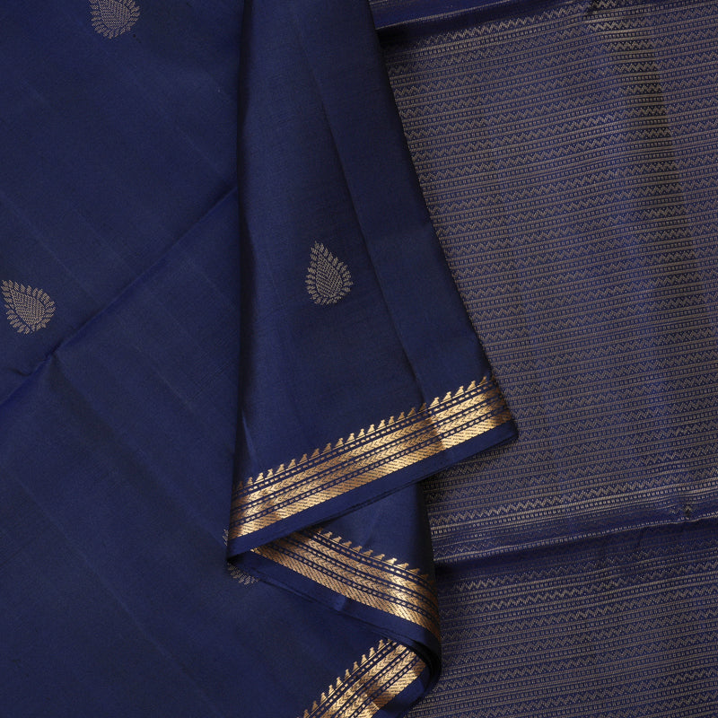 Hayagrivas Handloom Soft Silk Saree in Vintage Dark Blue KBE379E5-6