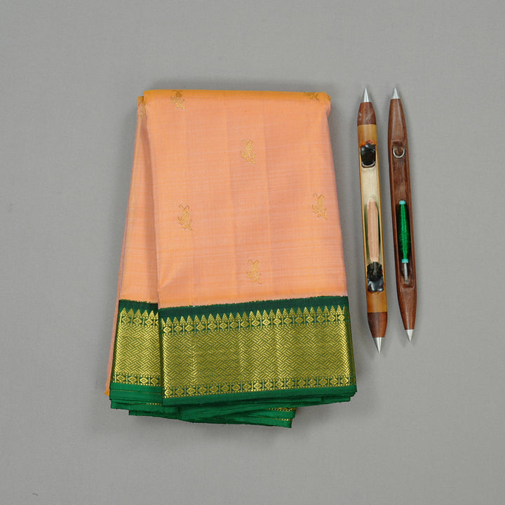 Hayagrivas Handloom Kanjivaram Silk Saree in Elegant Peach KBE37D4-1