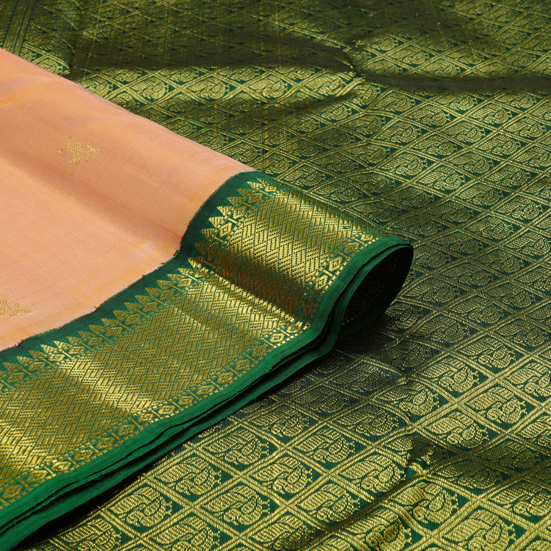 Hayagrivas Handloom Kanjivaram Silk Saree in Elegant Peach KBE37D4-1