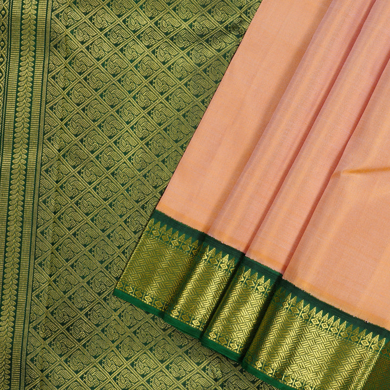 Hayagrivas Handloom Kanjivaram Silk Saree in Elegant Peach KBE37D4-1