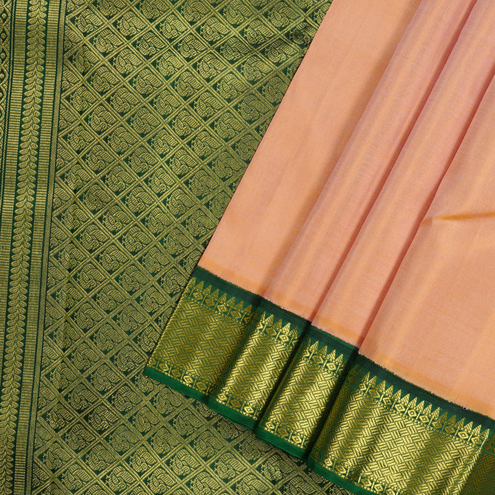 Hayagrivas Handloom Kanjivaram Silk Saree in Elegant Peach KBE37D4-1