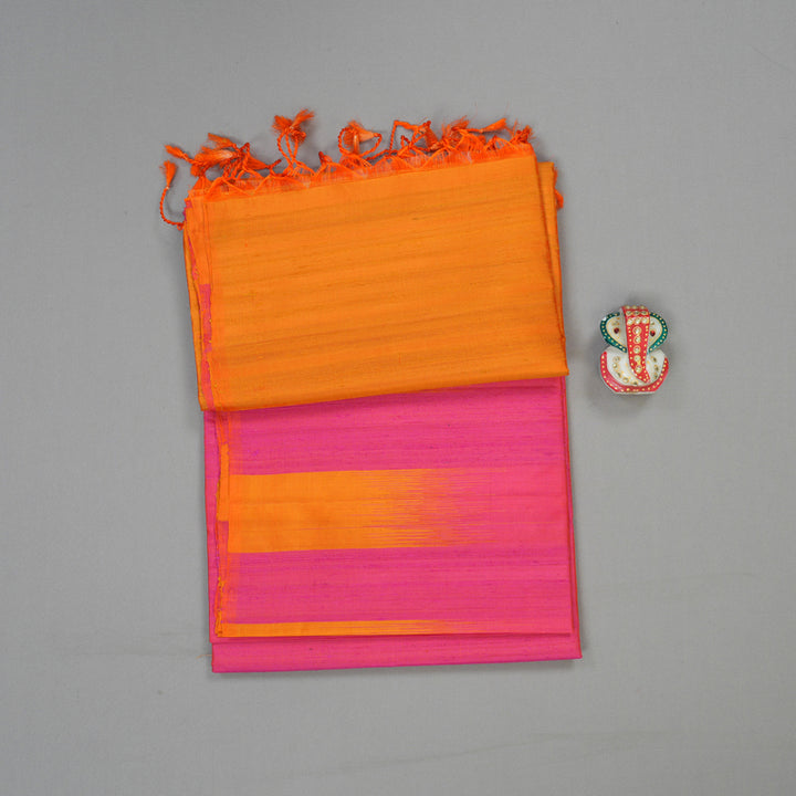 Hayagrivas Handloom Kanjivaram soft silk saree in Orangish pink with manga yellow KBE380E1-10