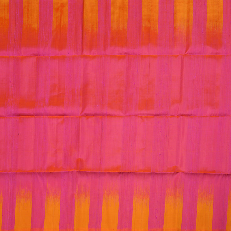 Hayagrivas Handloom Kanjivaram soft silk saree in Orangish pink with manga yellow KBE380E1-10
