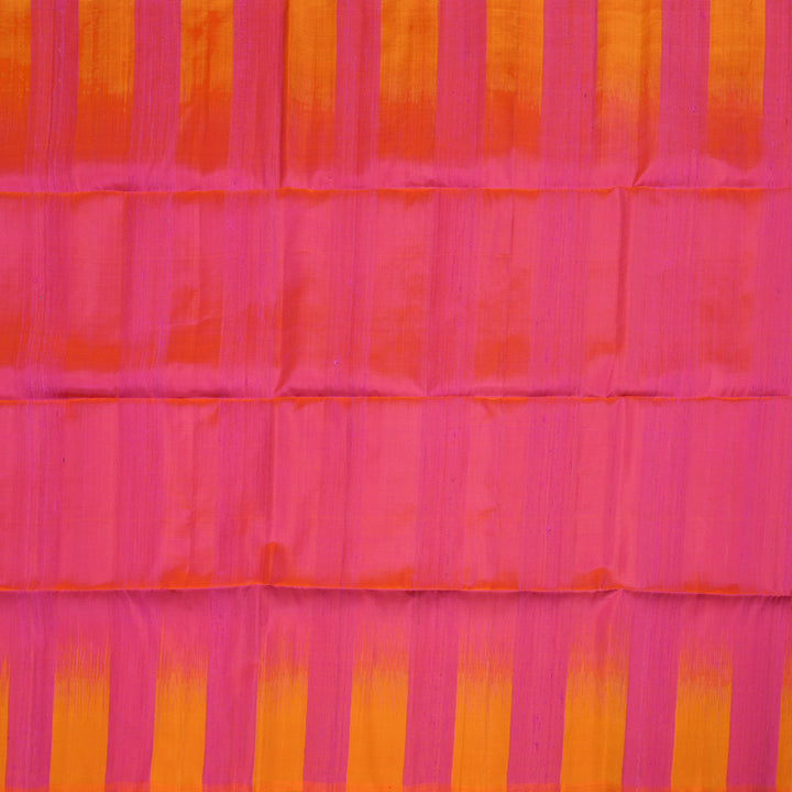 Hayagrivas Handloom Kanjivaram soft silk saree in Orangish pink with manga yellow KBE380E1-10