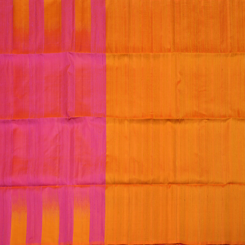 Hayagrivas Handloom Kanjivaram soft silk saree in Orangish pink with manga yellow KBE380E1-10